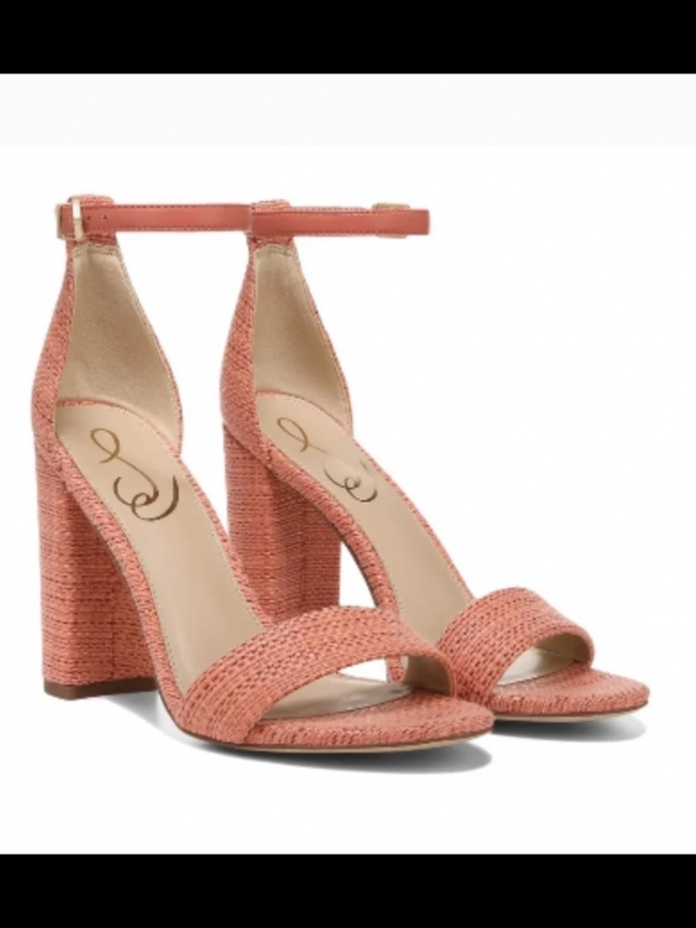Sam Edelman Yaro Woven Look Block Heel Sandal Stucco Pink/Coral Size 10 - NWOB